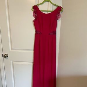 Floor length fuschia dress